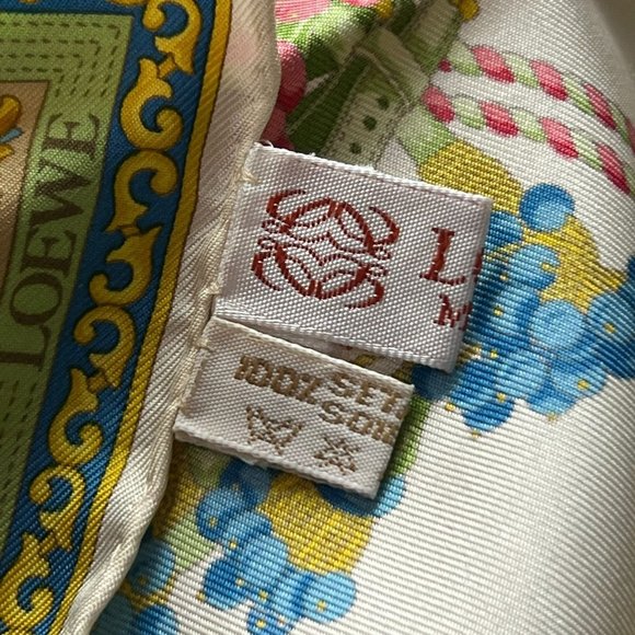 LOEWE Multicolor 100% Silk pocket Square / Scarf #1367 - Picture 4 of 5